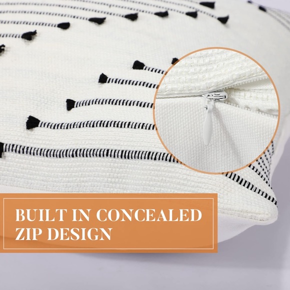 Oudain Set of 2 Boho Throw Pillow Covers 18” x 18” Tufted with Tassel NWOT - Picture 8 of 9